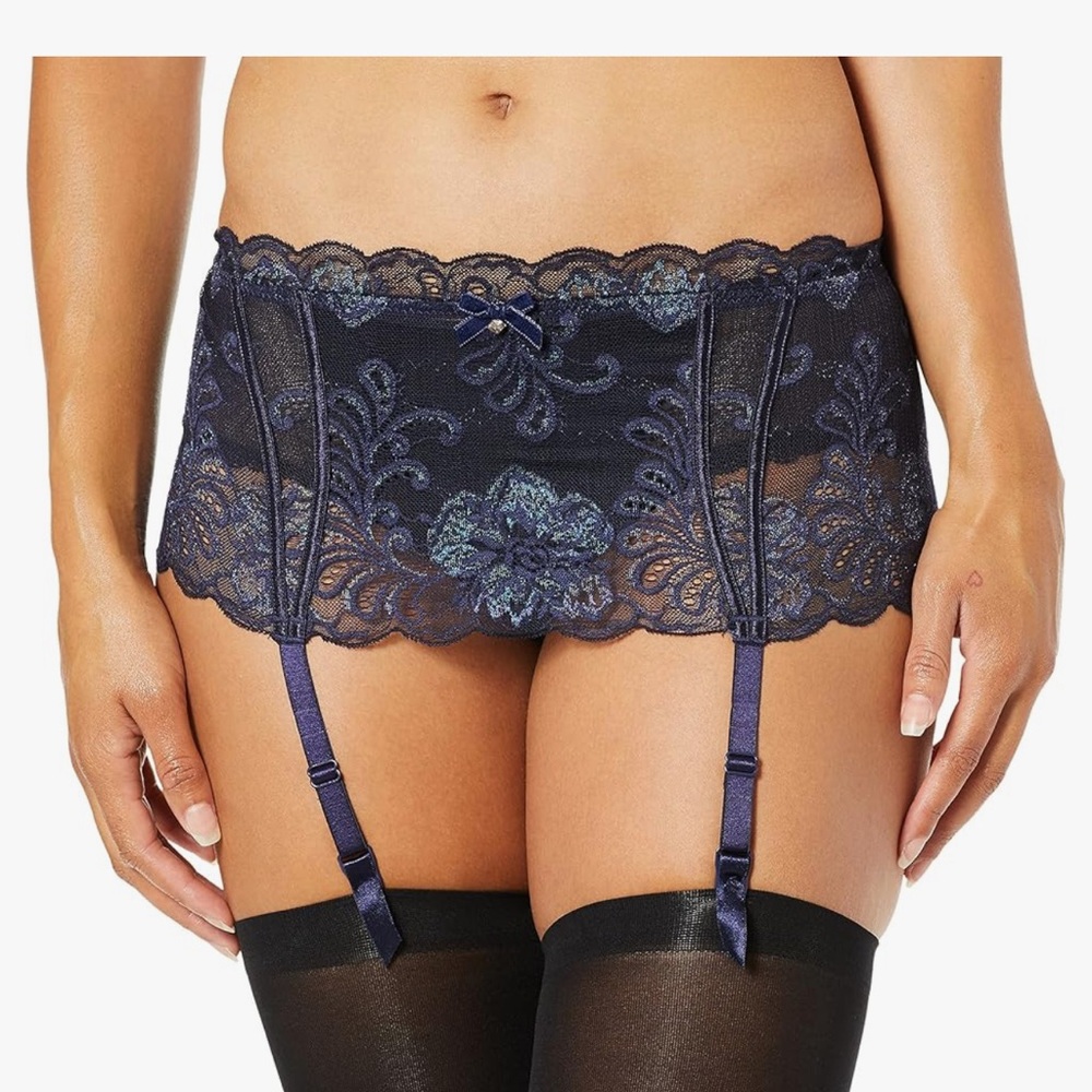 Le Mystere Sophia Lace Garter Belt Sapphire Blue Size S
